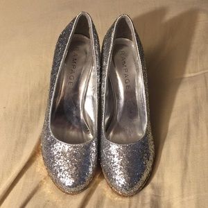 Silver and gold Rampage heels